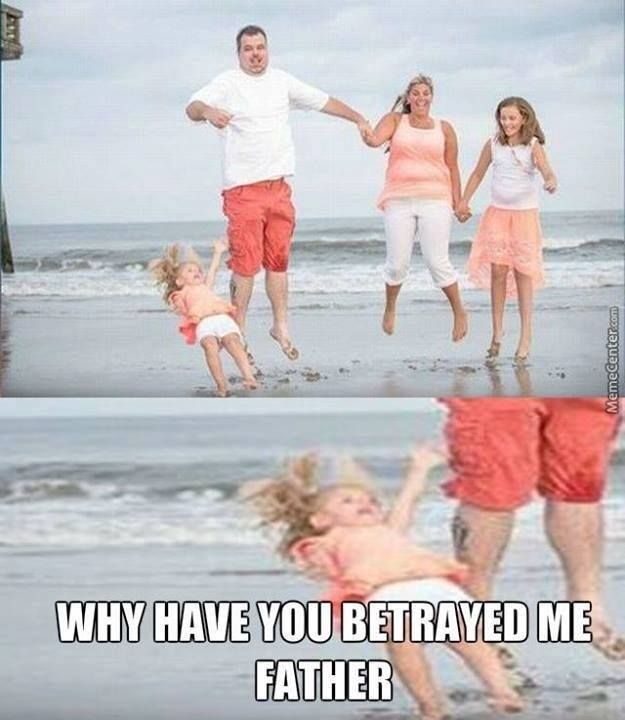 Why Have You Betrayed Me? funny family photo, beach picture, funny