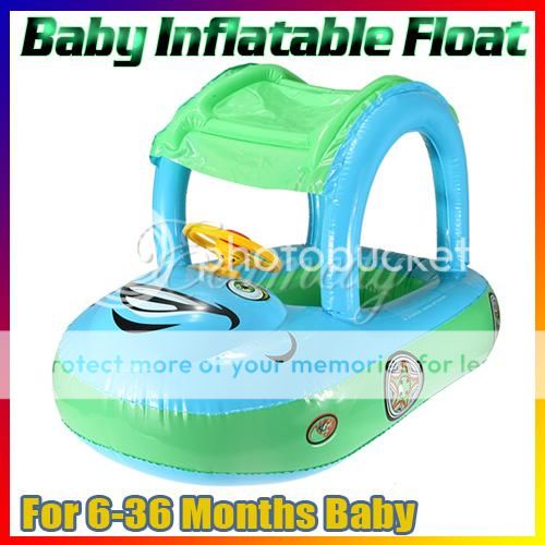 Cute Sunshade Baby Float Seat Boat Inflatable Swim Ring Pool Water Fun Car