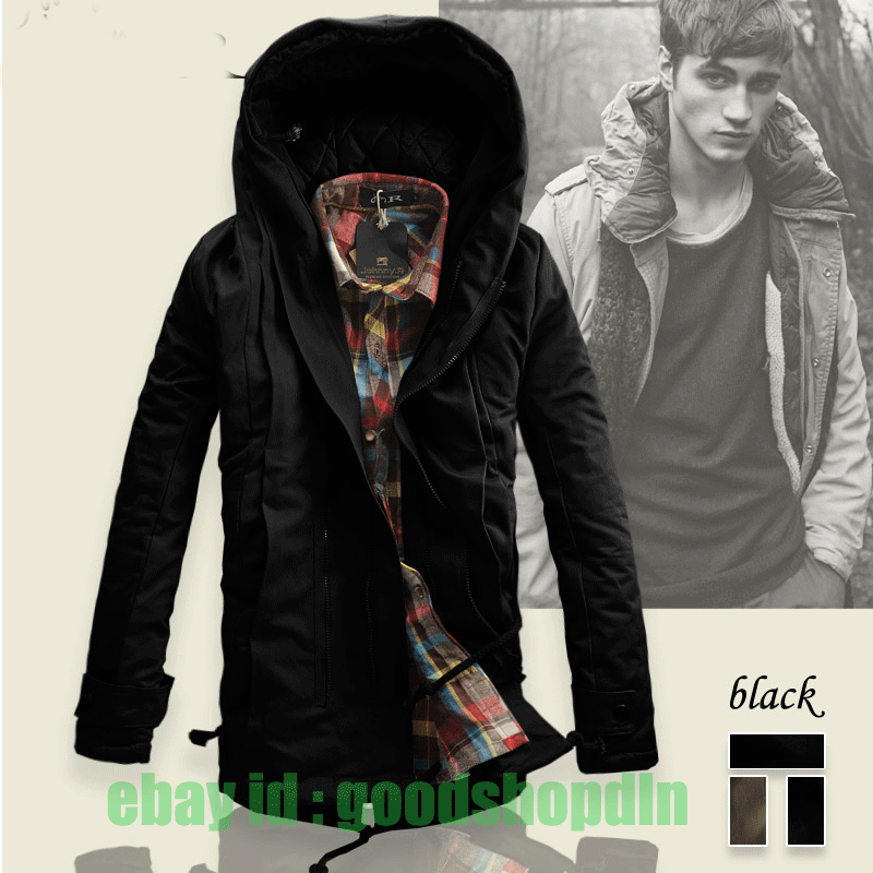 Winter Mens Military Trench Coat Ski Jacket Hooded Parka Thick Cotton ...